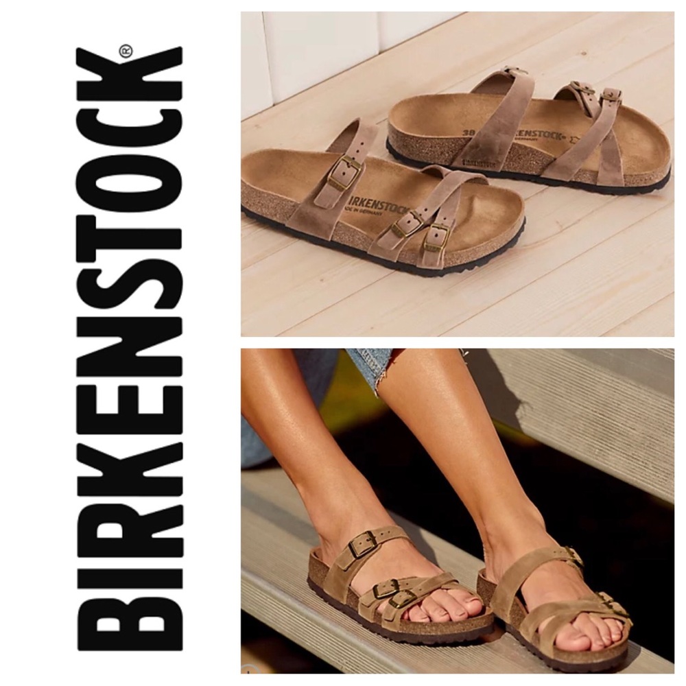 NWT Birkenstock Franca Oiled Leather Sandals in Tobacco